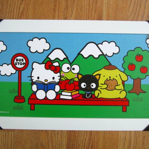 Hello Kitty Pompompurin Keroppi Chococat Sanrio Bus Stop Art Wall Frame - Picture 1 of 3